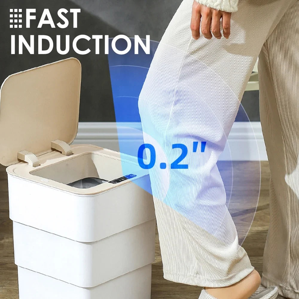 Can, Folding Mode Gallon Touchless Office, Can Kitchen, Aromatherapy Holdpeak Bathroom, with Garbage 18L/4.8 Trash White for Automatic