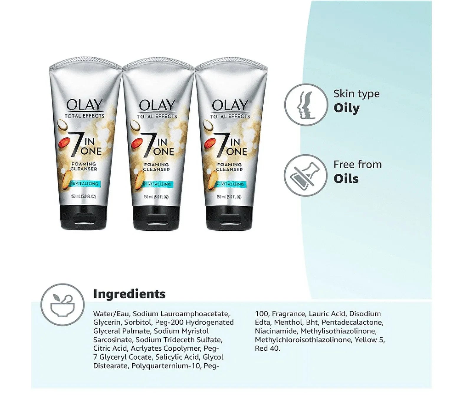 5.0 Olay 3) oz ( Revitalizing Foaming Effects of Cleanser, Total pack fl Facial