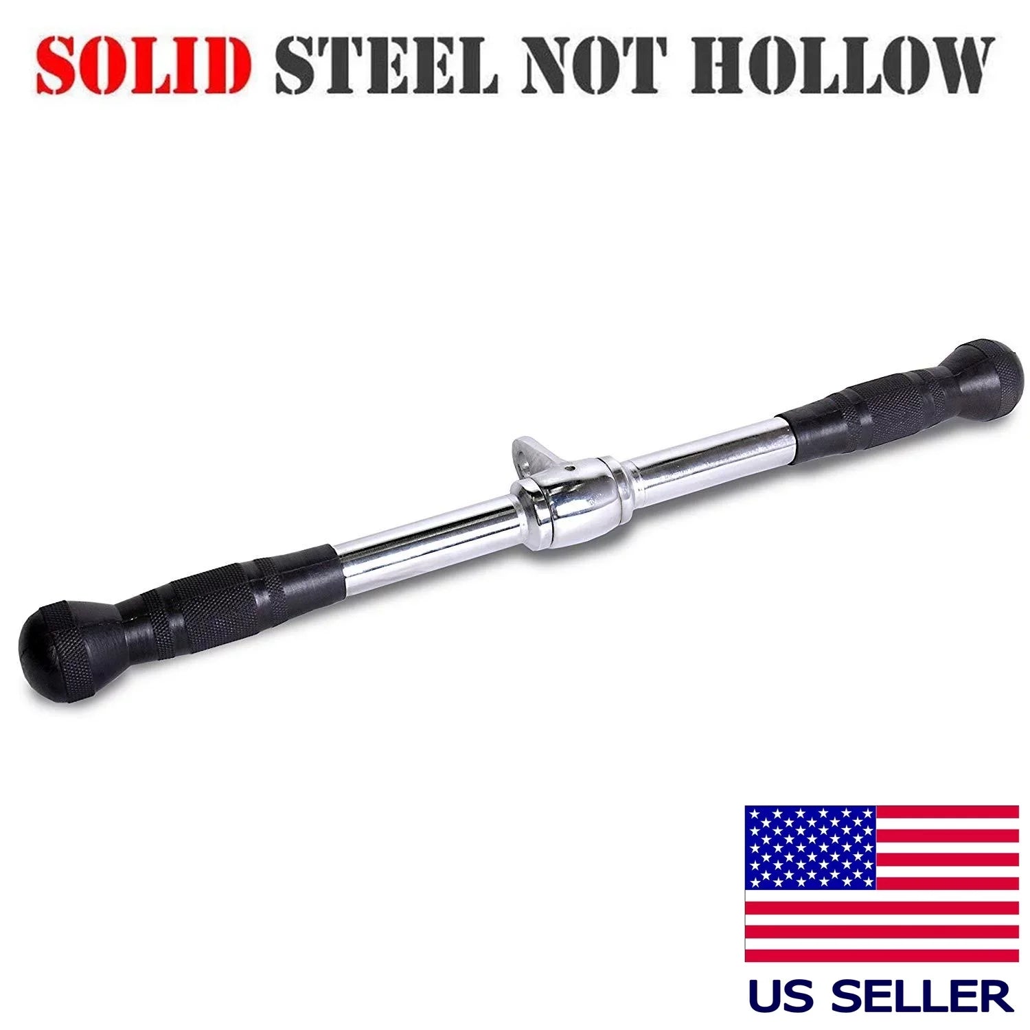Handgrips, Straight Inches Cable 20 USA Bar Deluxe Gym Rubber with Maniac Home Attachment Fitness