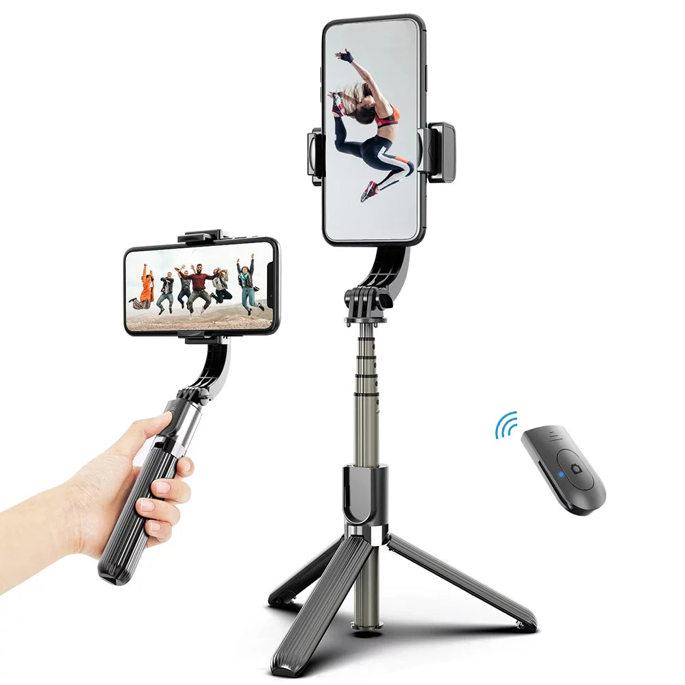 in 3 1 Selfie Smart 5-Section Clamp Stick Phone with Gimbal Remote with Phone Compatible Tripod Rotatable Shutter Stabilizer Smartphones 86cm