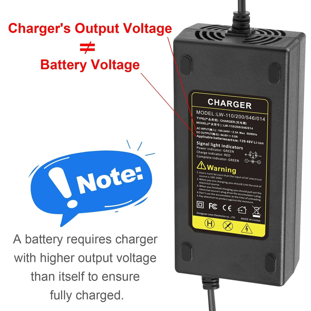 48V Charger 54.6V Scooter for Adapter Electric Battery E-bike Li-ion Bike Power