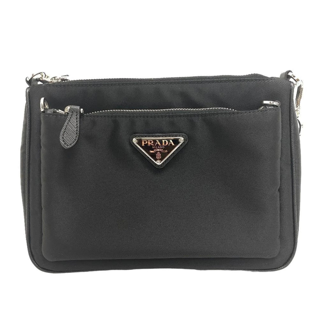 Shoulder (Good) Bag Tessuto Plate Black 1BH168 Women's PRADA Triangle Z0006302 Pre-Owned
