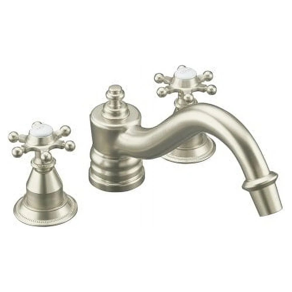 Vibrant Requires Antique KOHLER Insets Deck-Mount Faucet Included, Not Six-Prong Skirts, Bath Ceramic Valve Nickel and Trim High-Flow Handles, K-T125-3D-BN Brushed Handle with