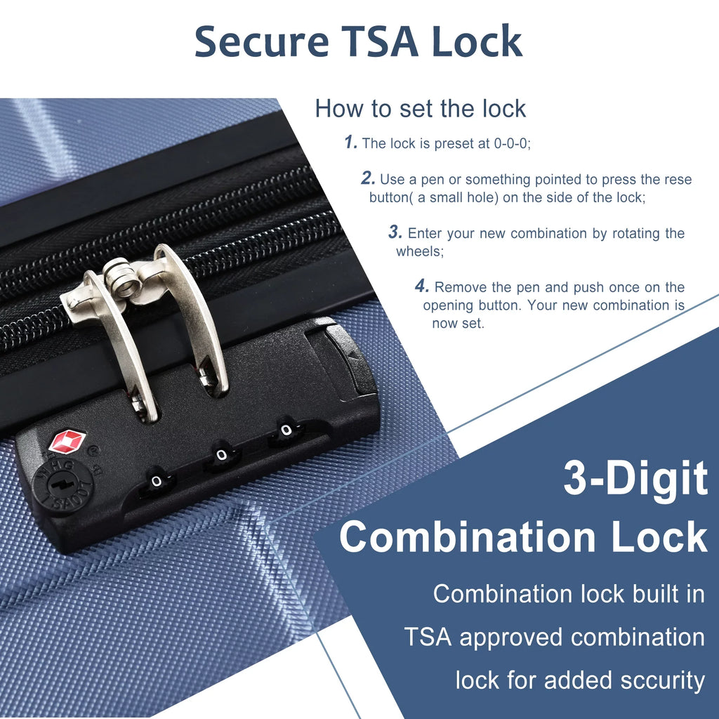 20" Luggage Upright Lock 360°Spinner Double Luggage Spinner Hardside Hardshell Suitcase, Expandable Lightweight, with Suitcase TSA Hardshell