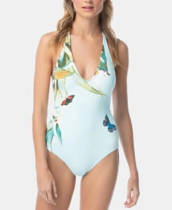 Vince Paradise Camuto One-Piece US MIST Printed 8 Garden Swimsuit, Halter