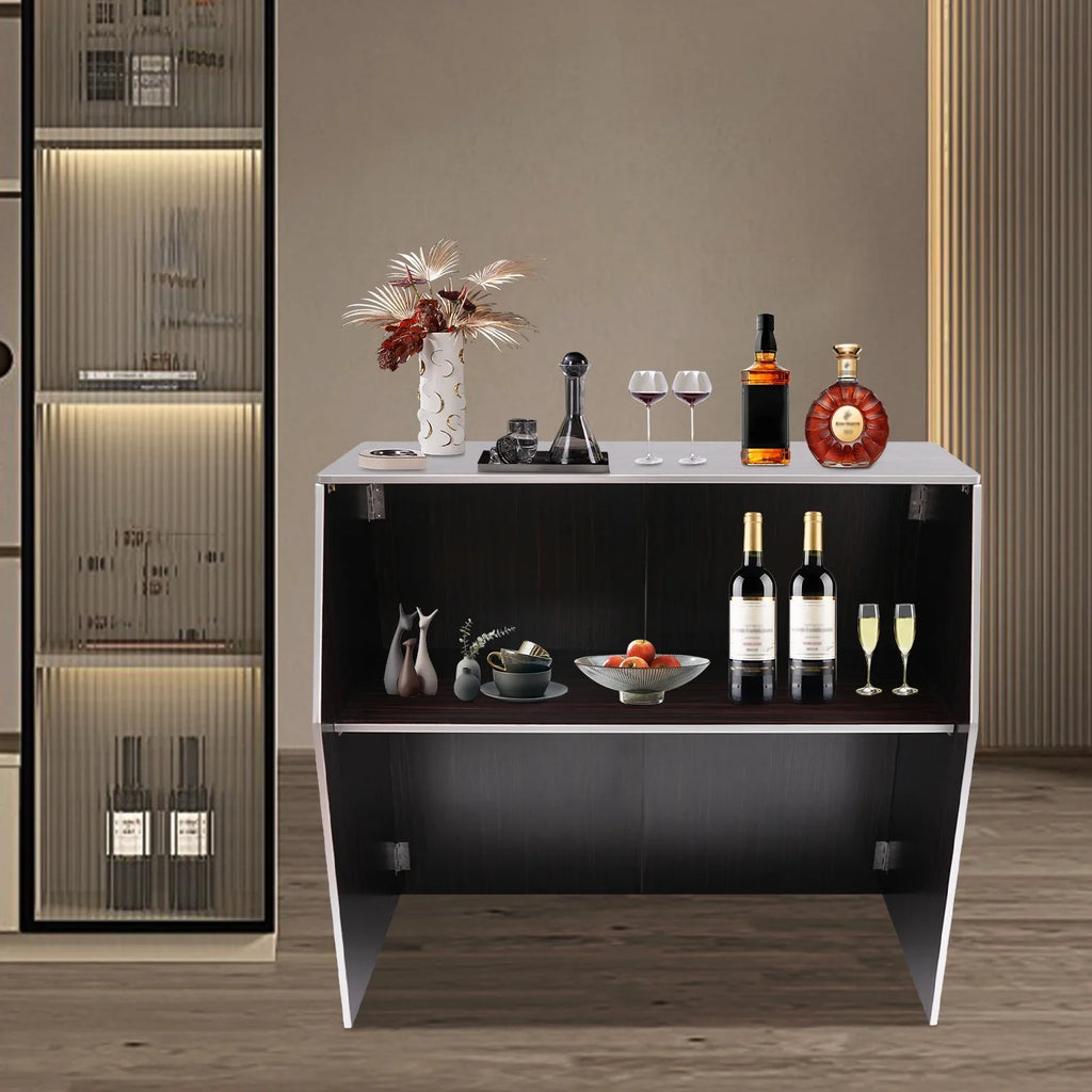 Event Edging Cabinet 19.5x47.75x42.75in Foldable Portable Brown with bar Aluminum Black TOOL1SHOoo