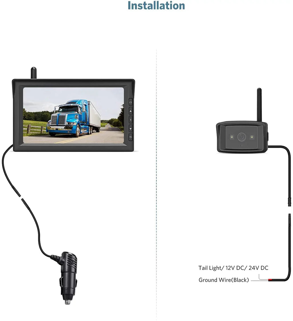 Monitor, K10 RVs, for IR System View Night , with Rear Camera Kit Motorhome Support 7'' 2 Trucks, 5th Vision Wireless Cameras HD Camera RV Backup Cars, Trailers,