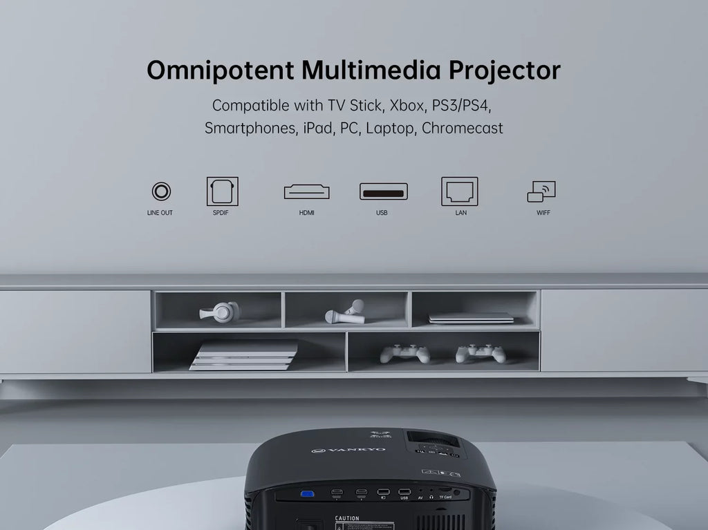 Leisure Portable Projector, Software VANKYO Movie, HD Projector, Built-in Office 510W connection Wireless with