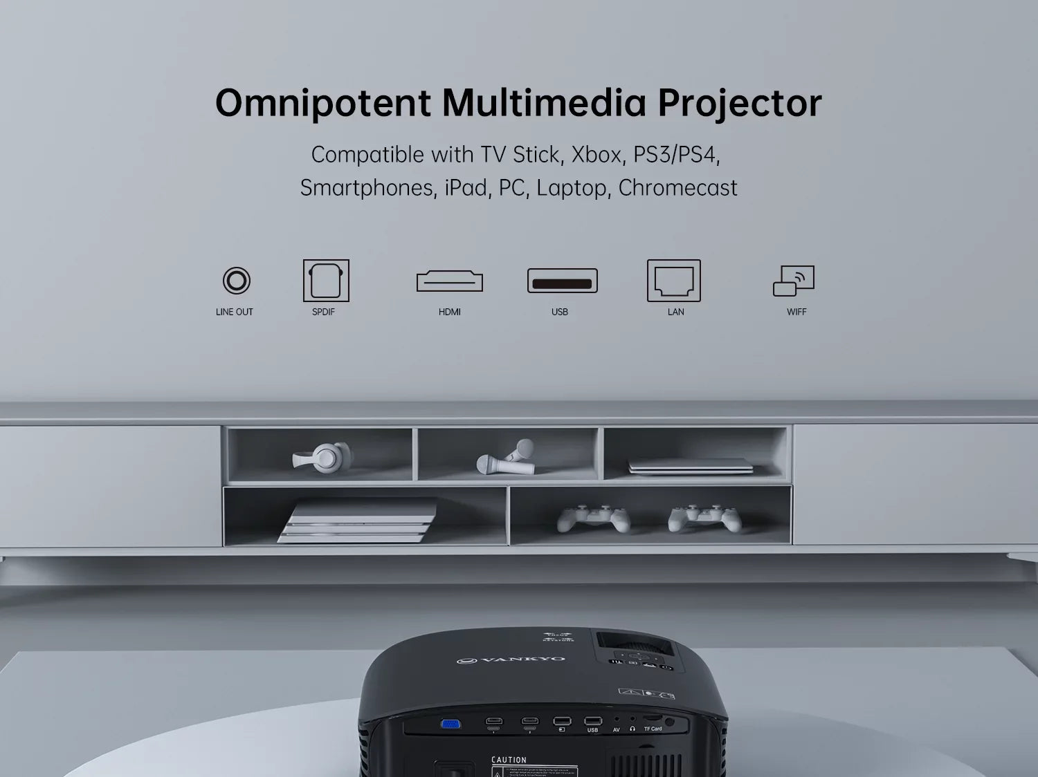 Leisure Portable Projector, Software VANKYO Movie, HD Projector, Built-in Office 510W connection Wireless with