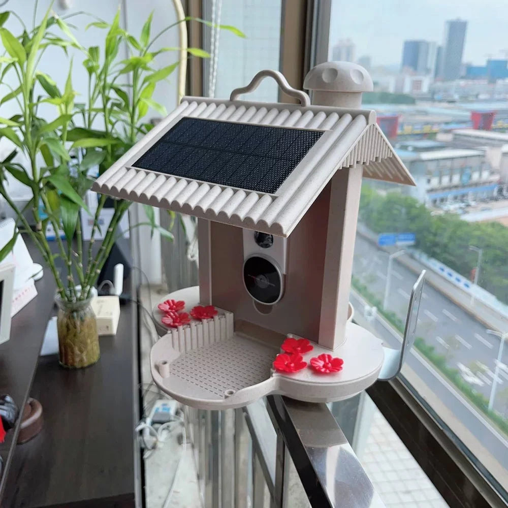 Capture Smart Bird IP65 Video Cards Notification Bird AI 1080P Identify Species Real-time Auto Bird and Carevas WIFI Detection Waterproof Motion TF 128G Camera Feeder
