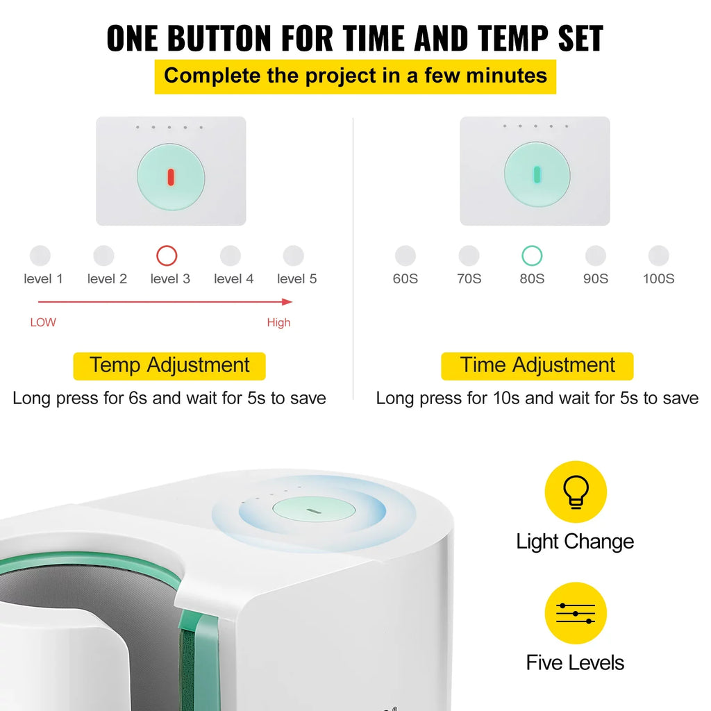 11-15oz, with Mug DIY Machine, Printing Press Easy as Mug Pro One-touch Cup Presents Family Heat Press Presser Gi Machine Automatic Sublimation Mug Button, Press VEVOR Friends Coffee Portable Transfer