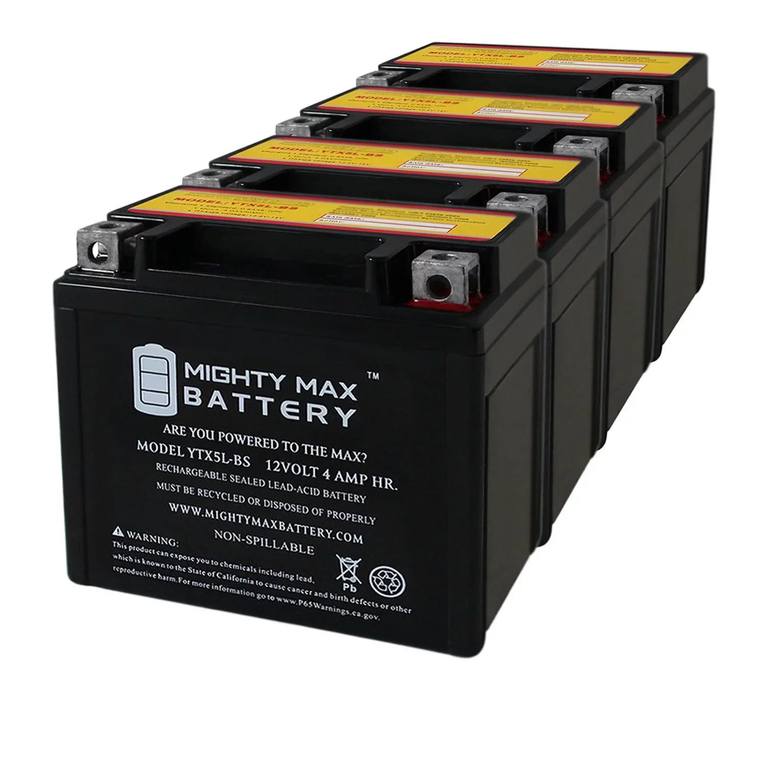 '- TTR230 Replaces 230 Pack 4 05-20 Yamaha 4AH YTX5L-BS Battery 12V