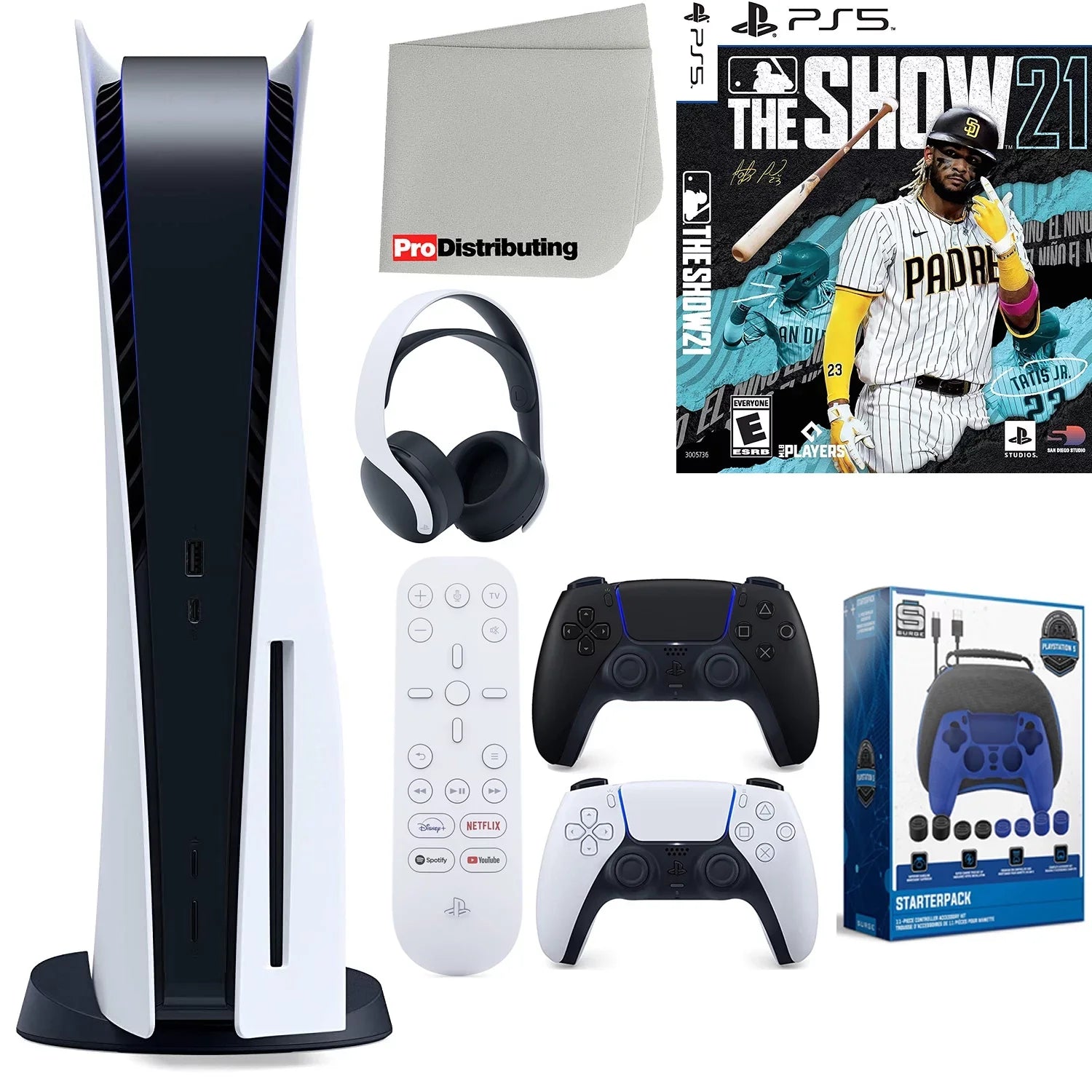 Microfiber ( Playstation Version Cloth 5 with Show PS5 Black Remote, Accessory Controller, Disc) Extra MLB 21, Media Headset, Midnight and The Starter Kit Cleaning Bundle Disc