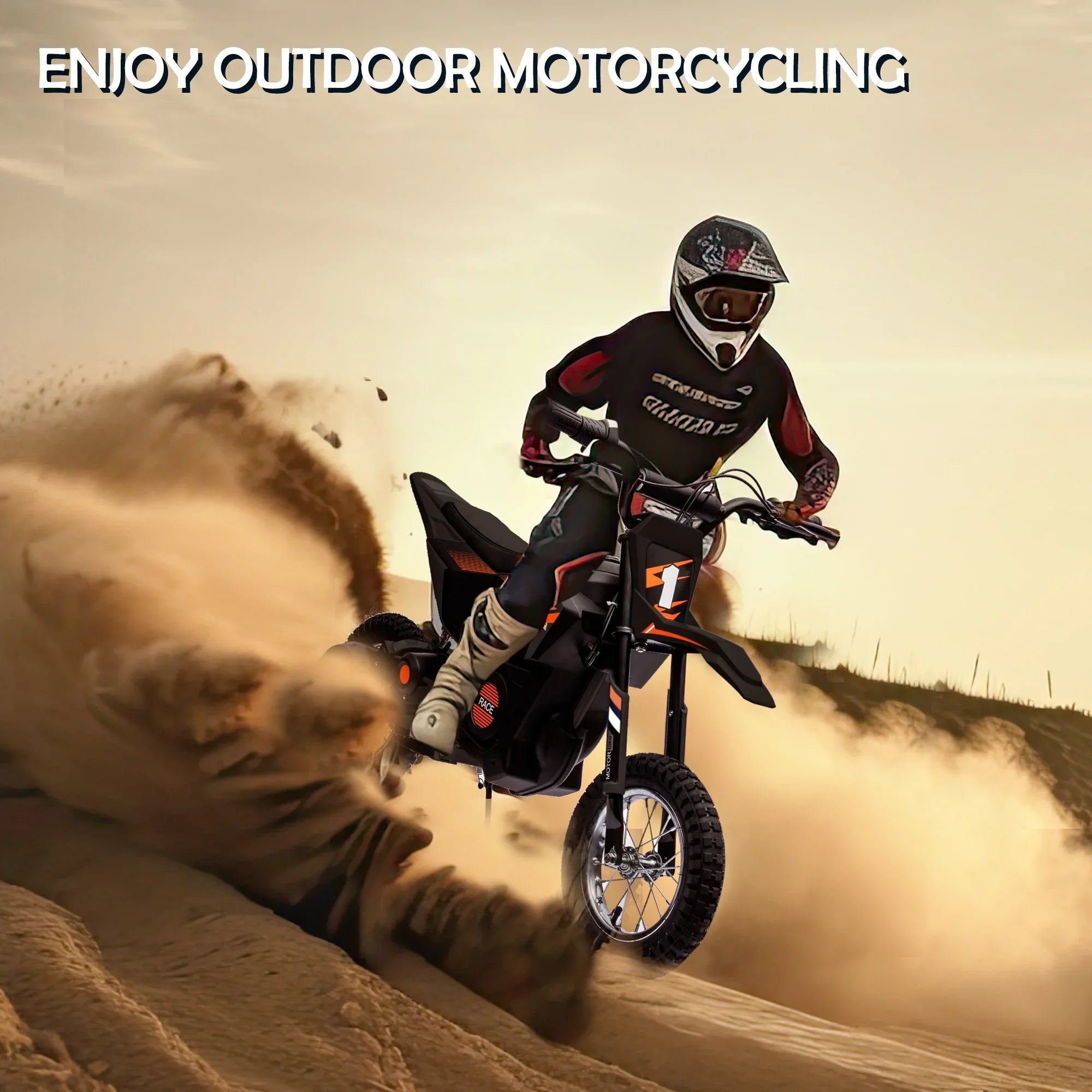 JoyWheels Electric Boys 13 Black Bike, Dirt Motor +, 24V Years Motorcycle 13mph, Toy Child Ages Bike,