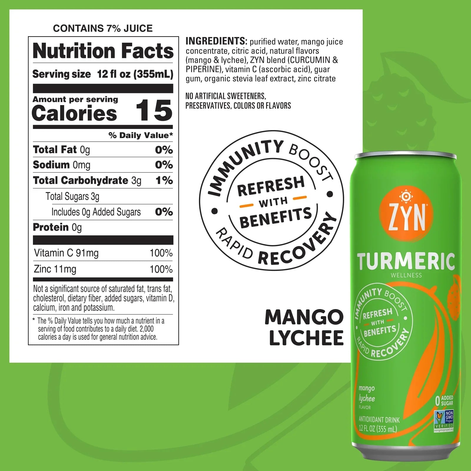 Mango (6 Turmeric & ZYN Drinks - Immunity Lychee pack) Wellness Recovery