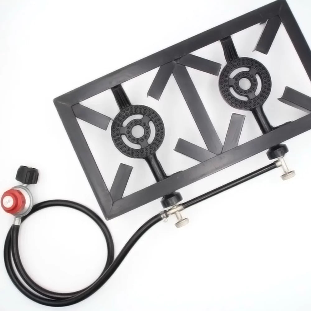 Reliable Camping Iron Furnace Double (Standard), Durable for for BBQ Anself Cooking Cooking Patio Gas Cast and Stove Needs Propane