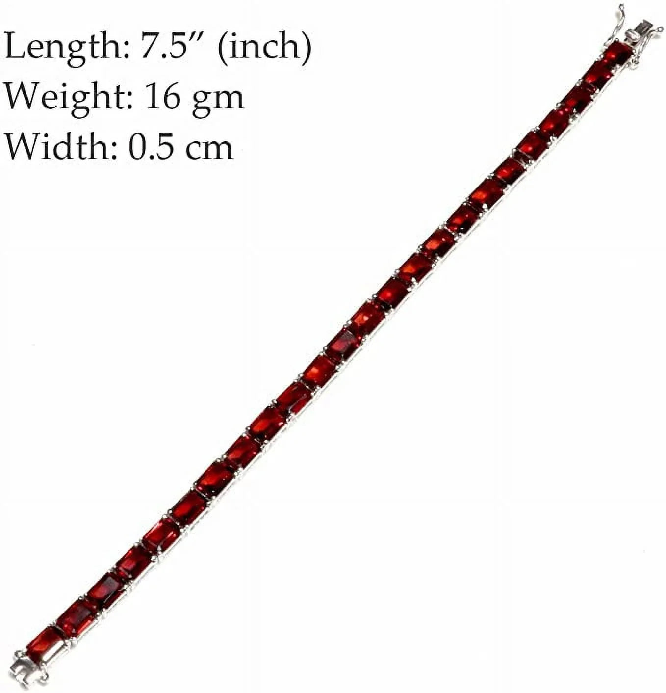 Garnet Bracelet 925 Gemstone Fashion Tennis For Bracelets Women, Genuine Jewelry, 7.5" Silver Designer Sterling Mozambique