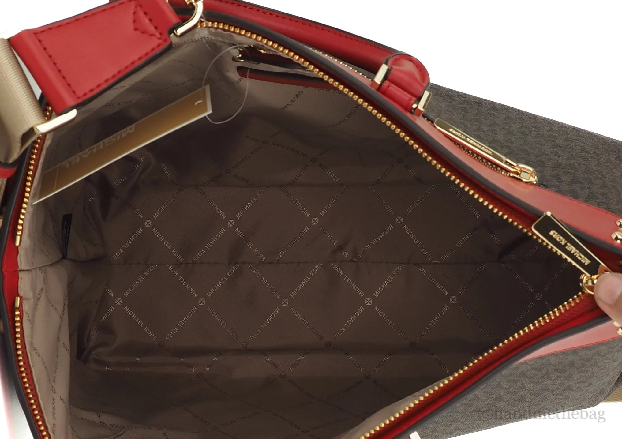 Flame Zip North Signature Michael Handbag Top Travel Kors Pvc Tote Large South