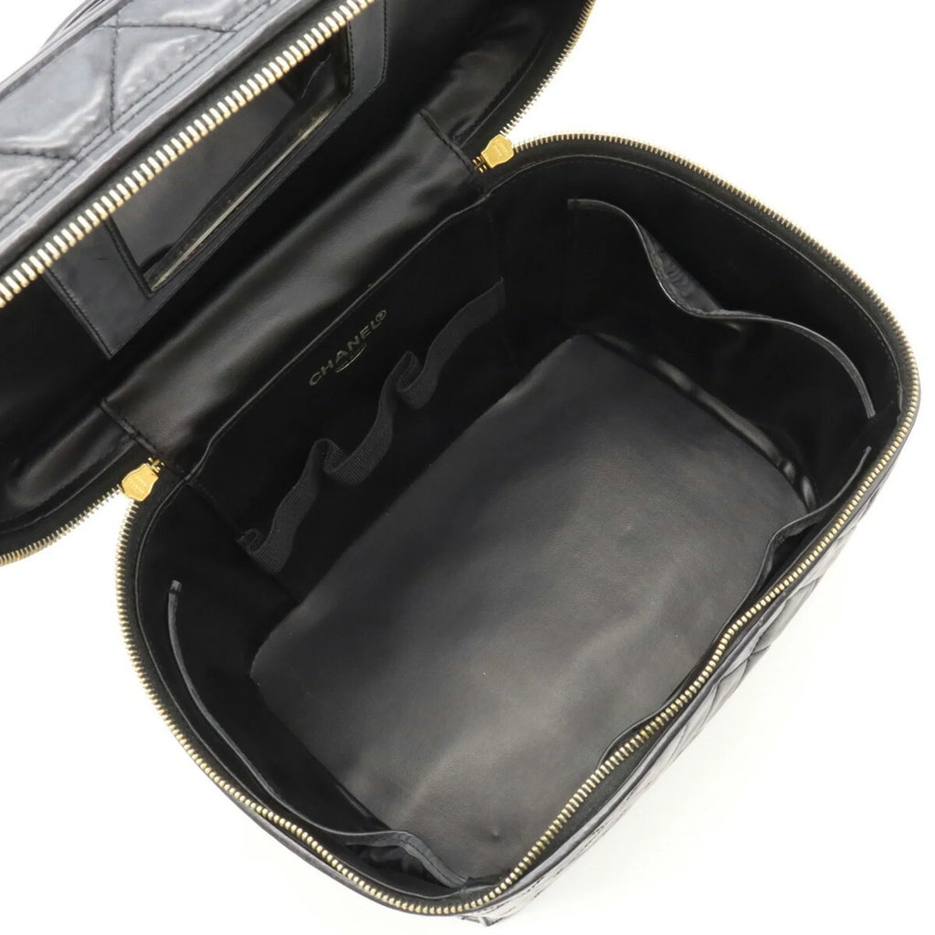 Matelasse Pre-Owned Leather Coco (Fair) Mark Shoulder Black Vanity Handbag Bag
