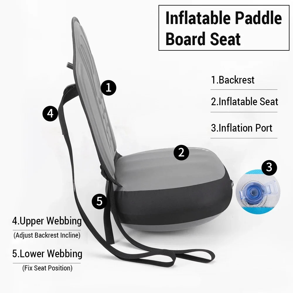 Kayak Paddle Accessory Seat Board Back with Detachable Kayaking Seat Inflatable Comfortable Support Adjustable WKERSIY