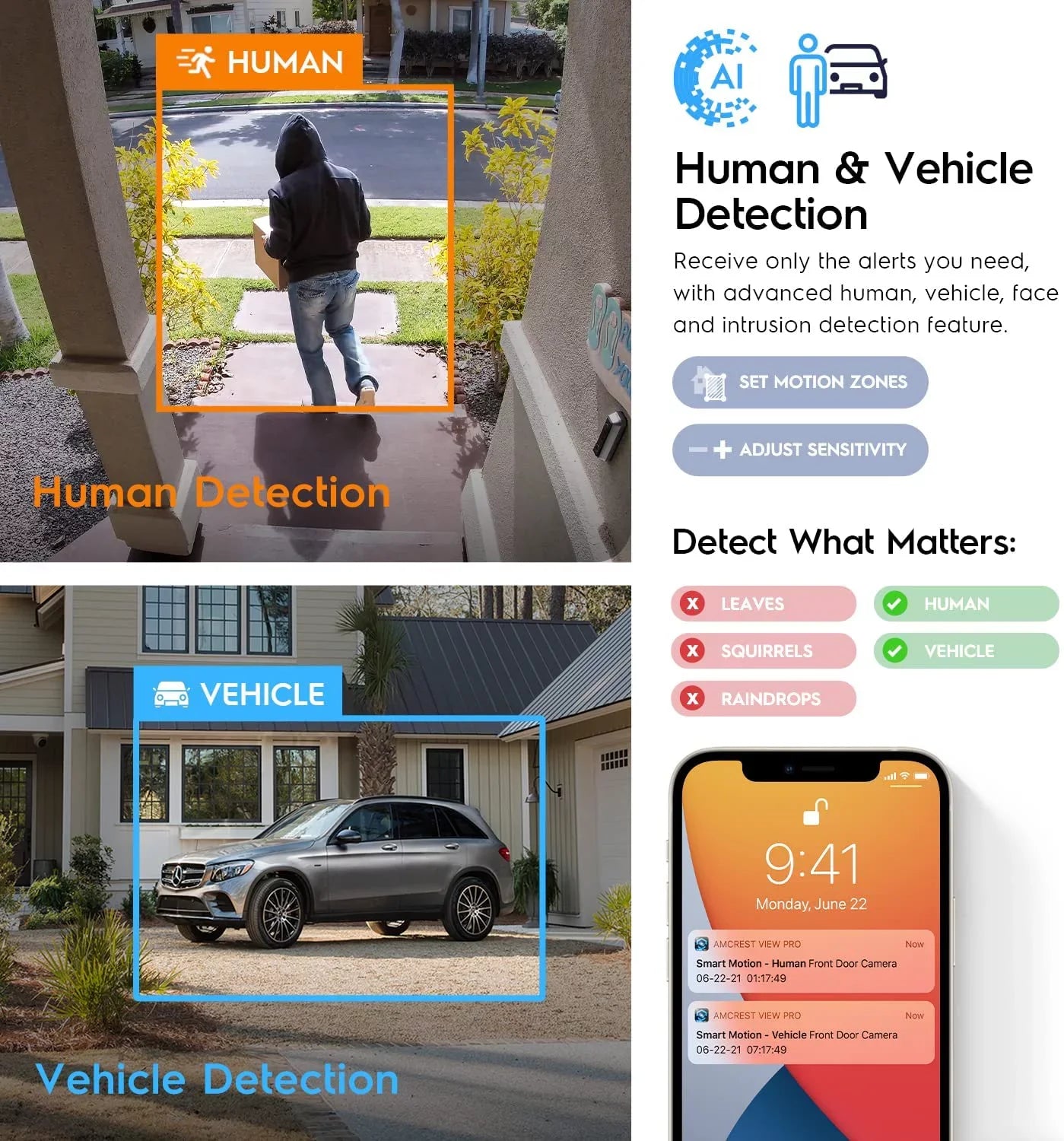 4K 4MP) 8MP Security exterior Camera, x AI POE (2 x Dual-Lens IP Amcrest Turret (2 2K) @25fps,