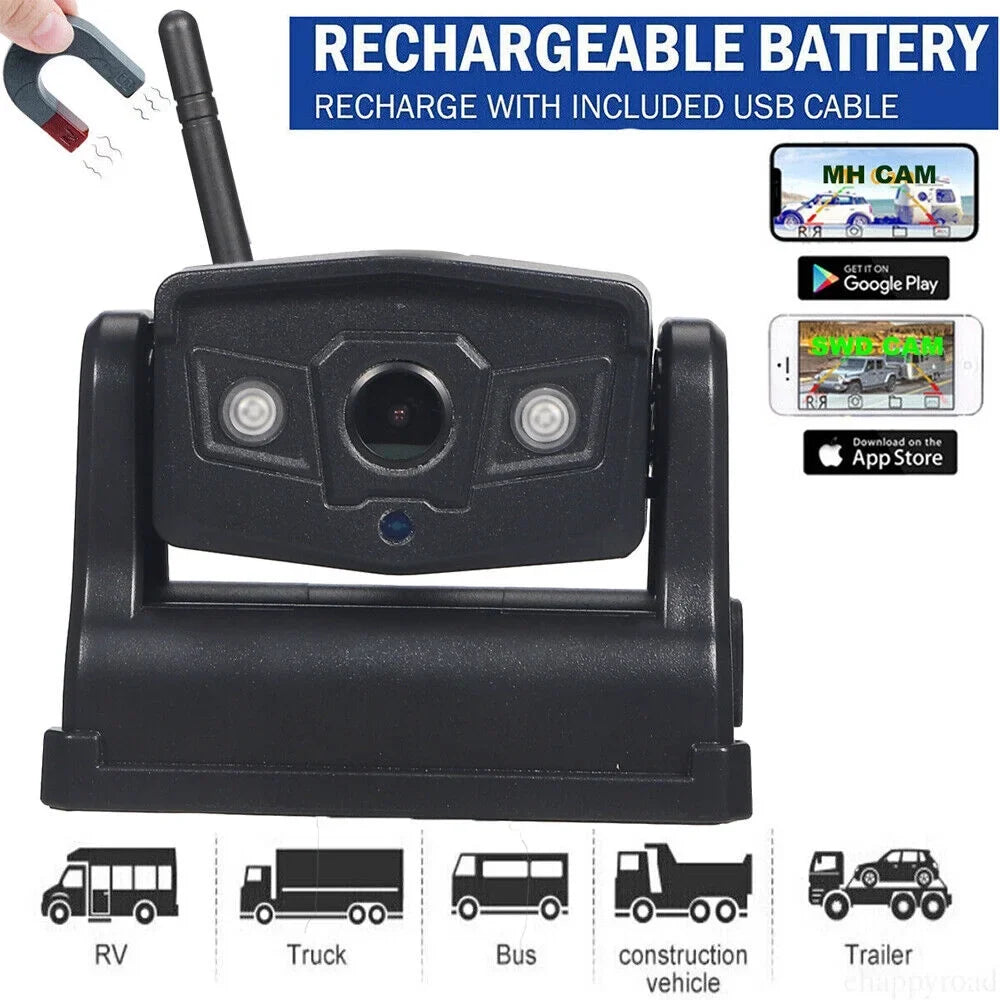 Enhanced Safety Backup Magnetic - Vehicle View Battery, Camera Wireless Paddsun 9600mAh WiFi Front/Rear for