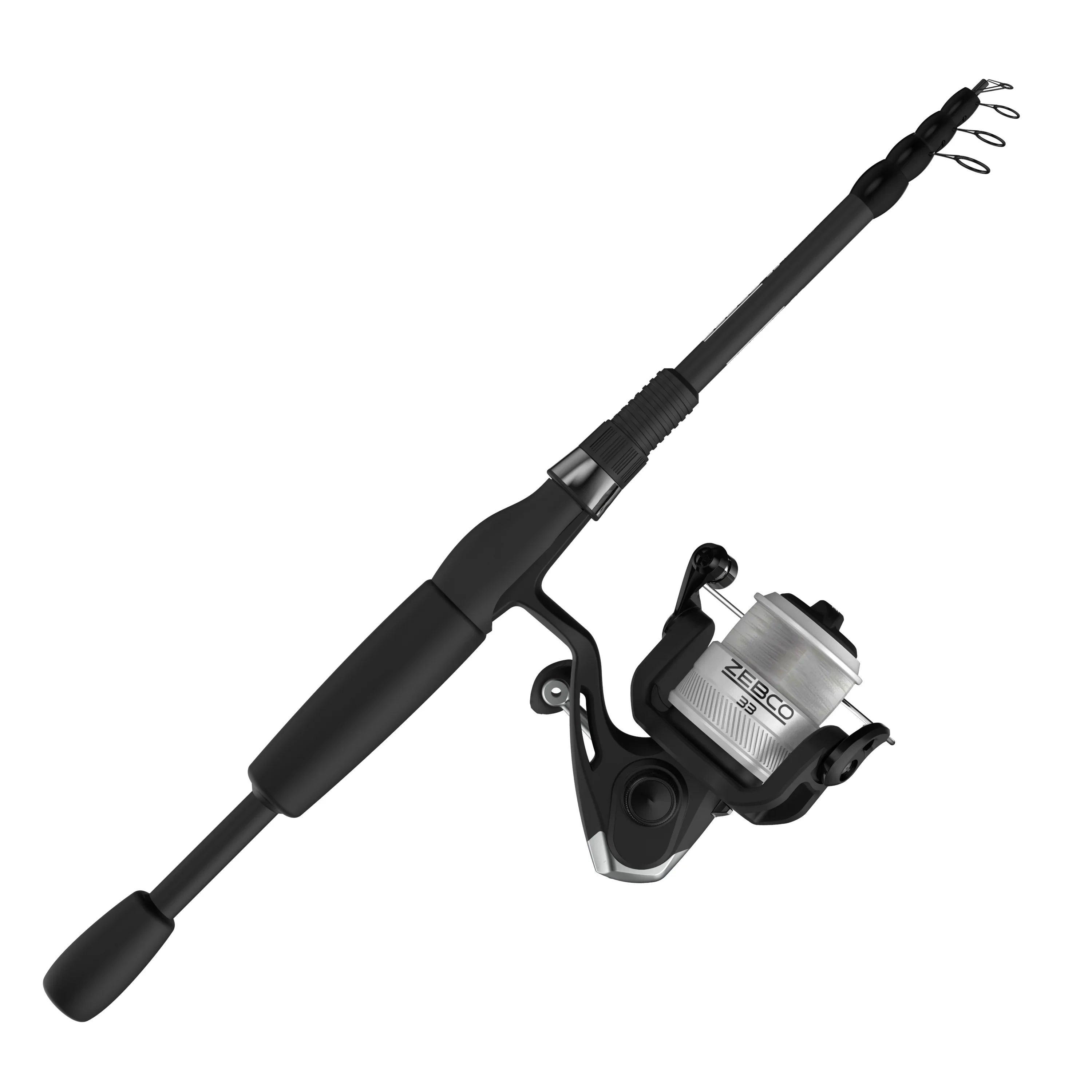 Rod, and Reel, Combo, Fishing Rod 33 Zebco Reel 6-Foot Telescopic 30 Silver/Black dimension Spinning