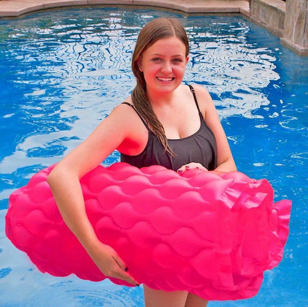 85" Roll 1-Person Air Pool Inflatable - 'N' Go Mattress Pillow with Swimming Pink