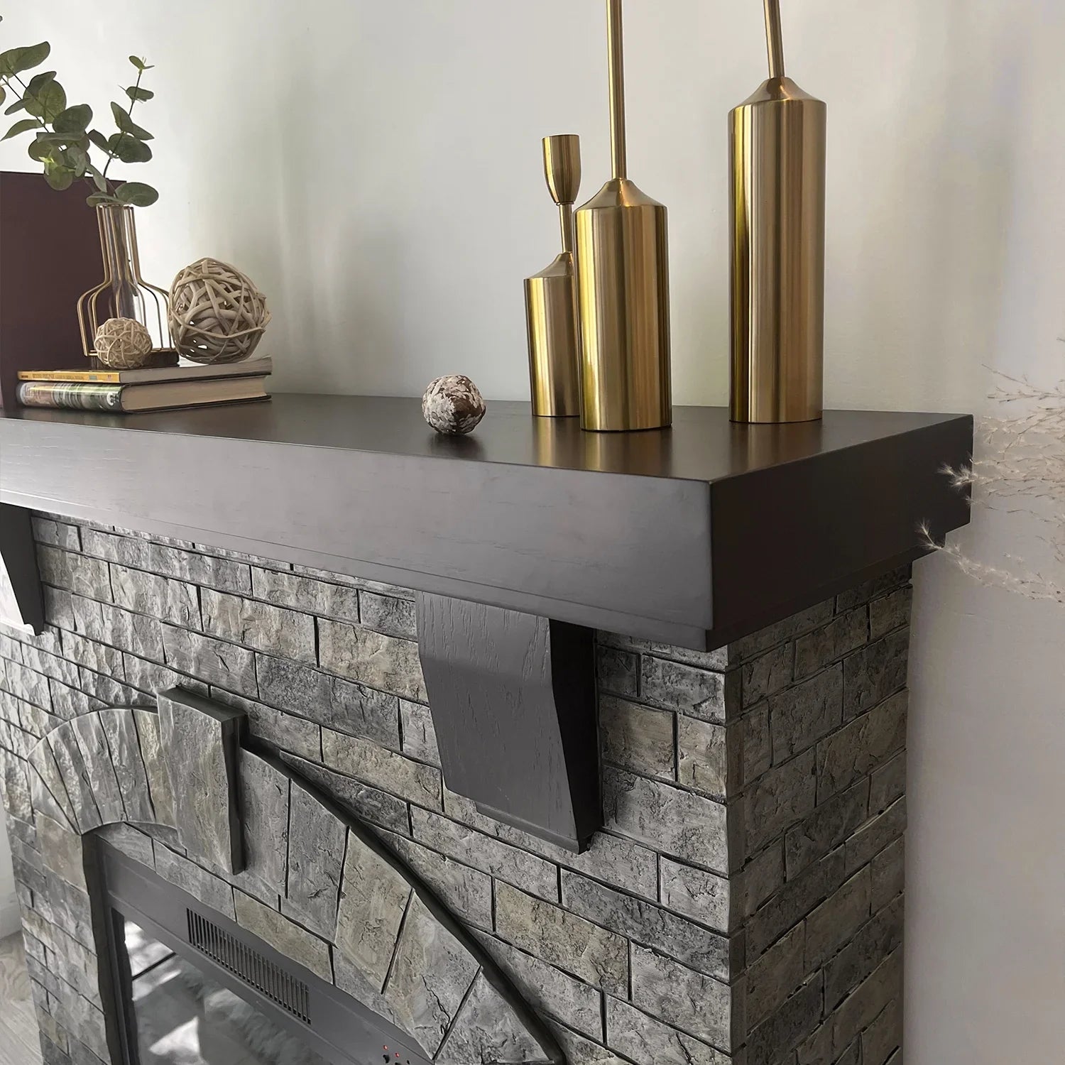 Infrared with Gray Freestanding, Mountain Stone 45" Mantel Cloud Fireplace Electric