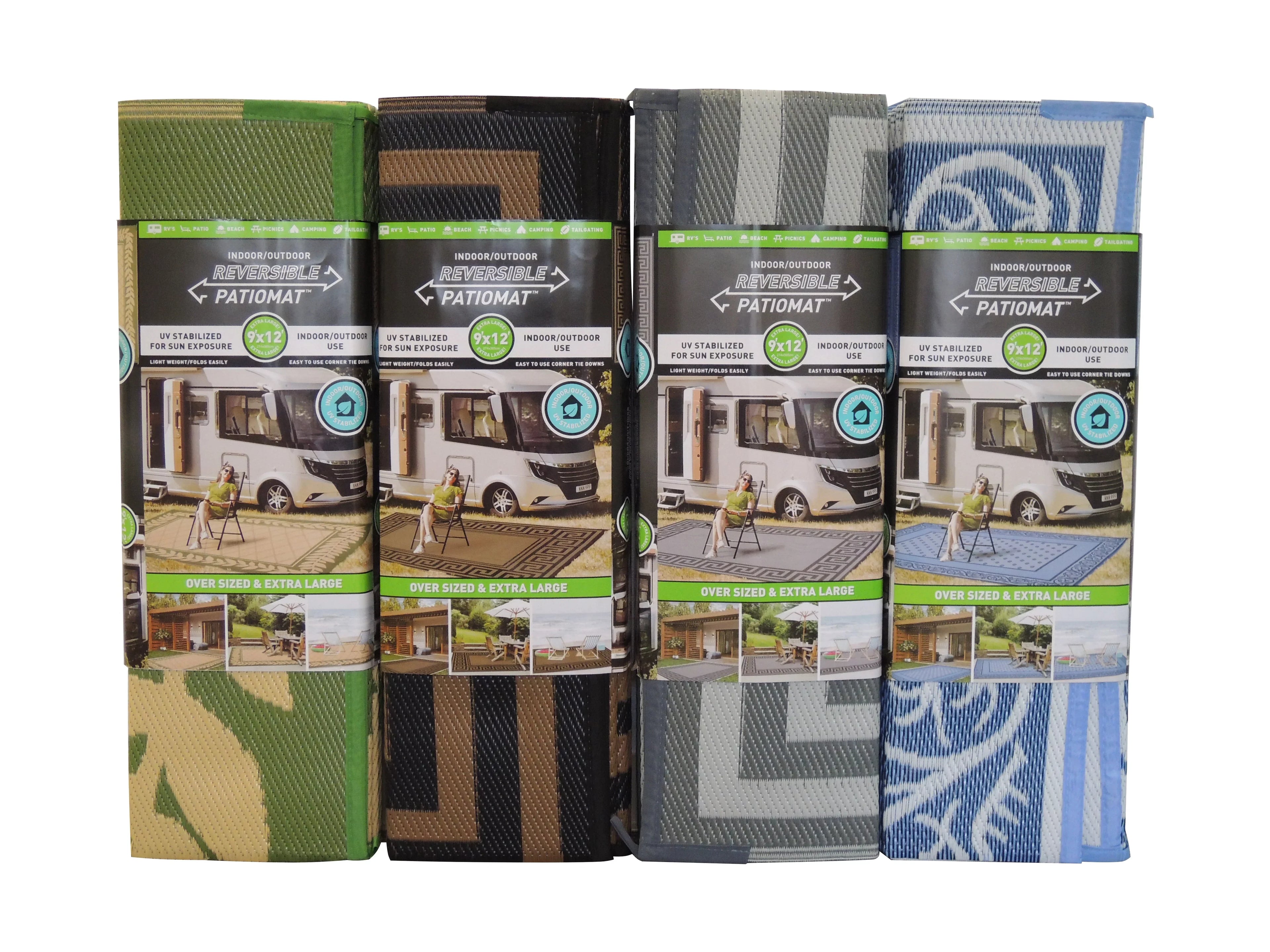 Rug designs) 2 12' 9' (Reversible Patio x Mats Gray with exterior