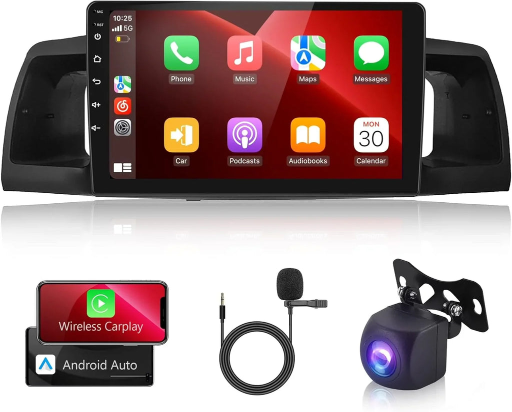 Rimoody Mirror Android Radio ex for Camera Car with Carplay, Backup 9 1G+32G FM Stereo THONZER Touch GPS Corolla WiFi Car Link Bluetooth SWC Inch Wireless Toyota 2007-2012 USB RCA Screen +
