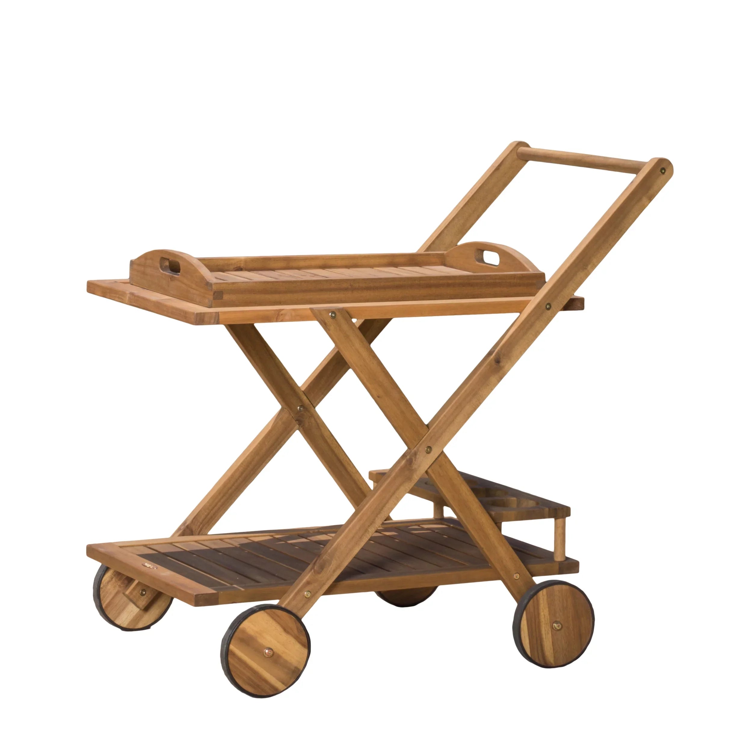 Indoor/exterior Studio Cart, Bar Kenilworth Wood Tiered GDF Natural Acacia 2