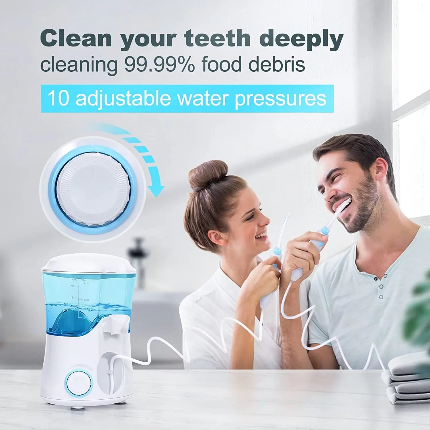 Cleaner liquid Adjustable 7 Multifunctional Teeth for Flosser Pressure Homgeek Dental liquid 10 Braces Tips White Teeth with