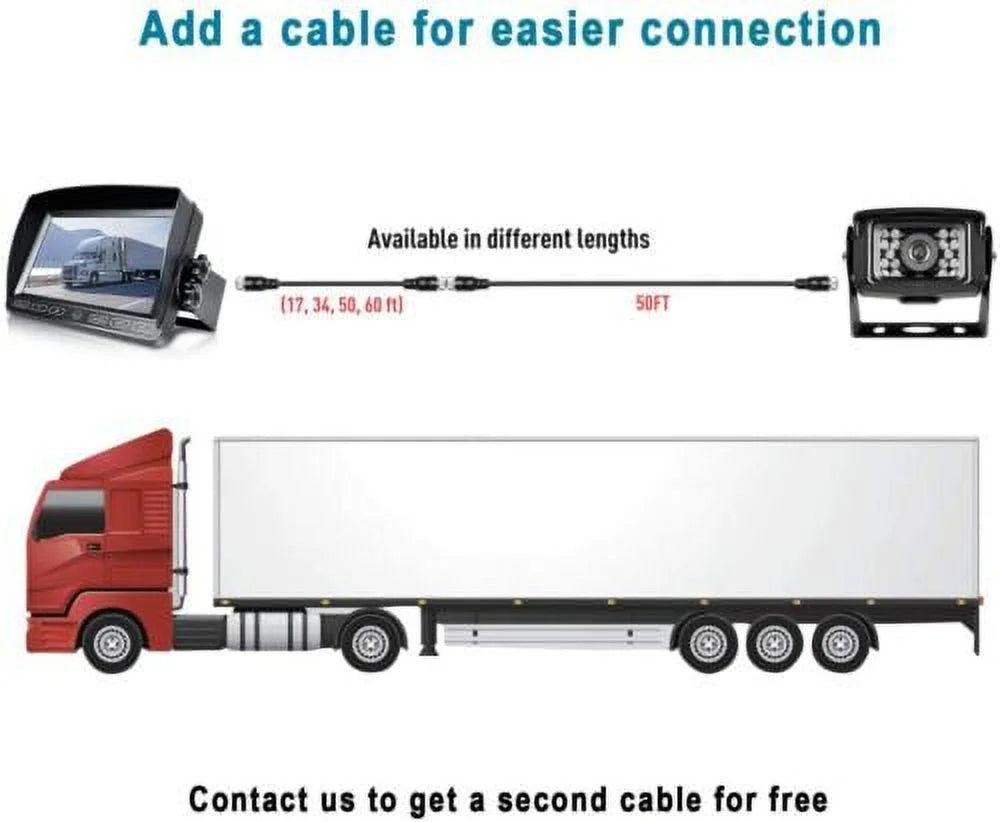 1080P Back Truck 7" Camera Rv Up Trailer for Waterproof ZEROXCLUB RV Vision Box Semi Bus BY704 Backup Camera Night HD Wired Kit Monitor
