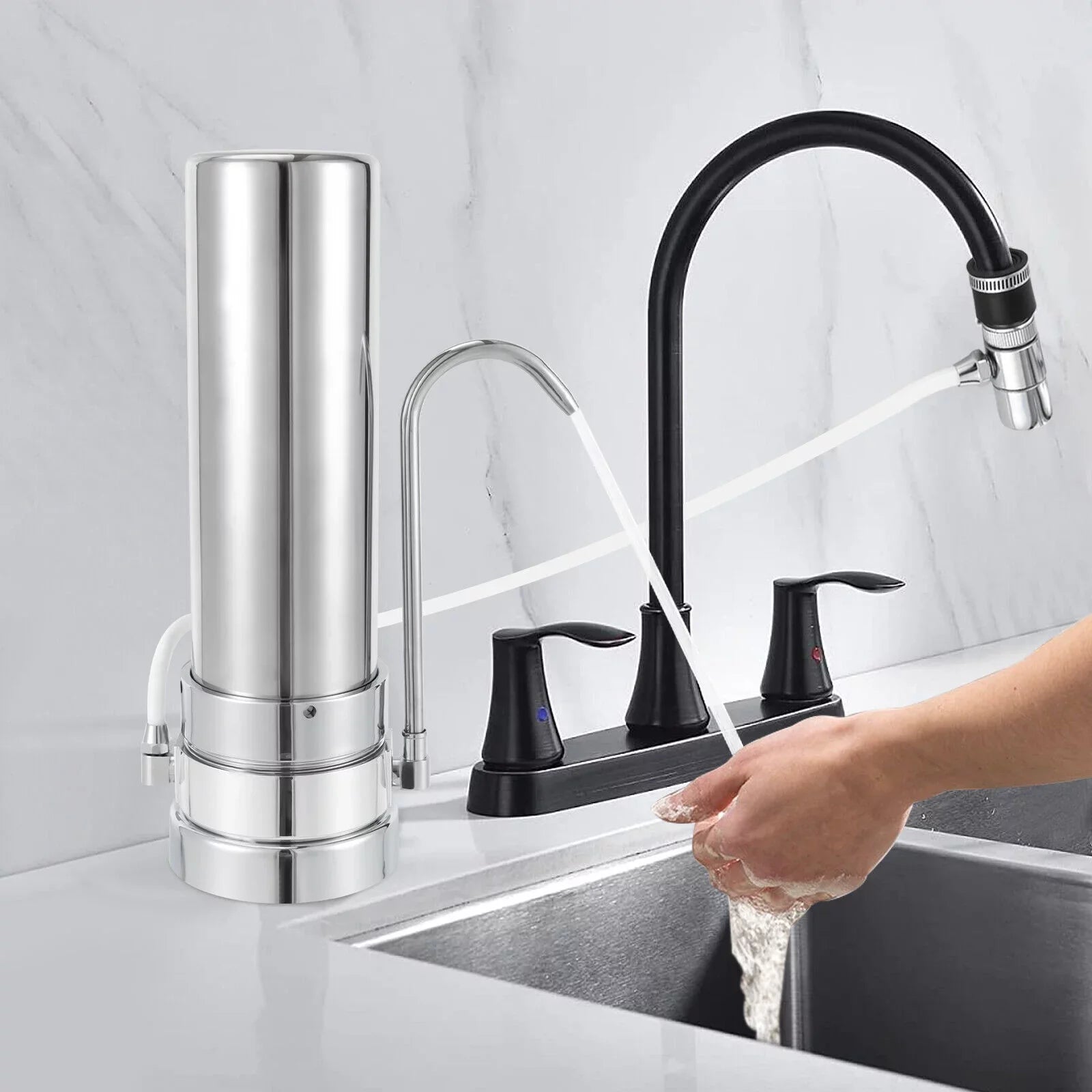 System Sink Tap Stainless Filter Filter Filtration liquid Silver Countertop Drinking