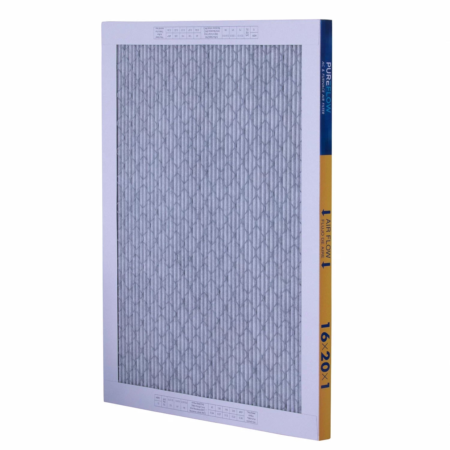 Filtration Technology, of 16x20x1, 4 Filter Air Home Furnace MERV-13 Advanced with Pack-of-2 PureFlow, Layers