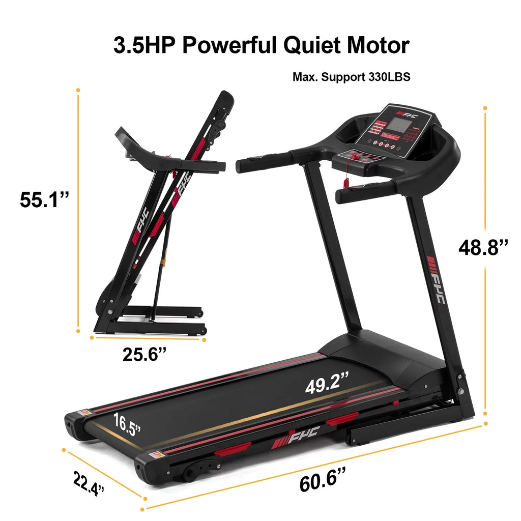 Foldable Folding 16KM/H Electric - Workout Assembly, Easily Machine Home Treadmill with Weight Capacity Dcenta FYC Exercise Speed Incline/, LBS Running Treadmill 330 for 3.5HP Max Home Gym