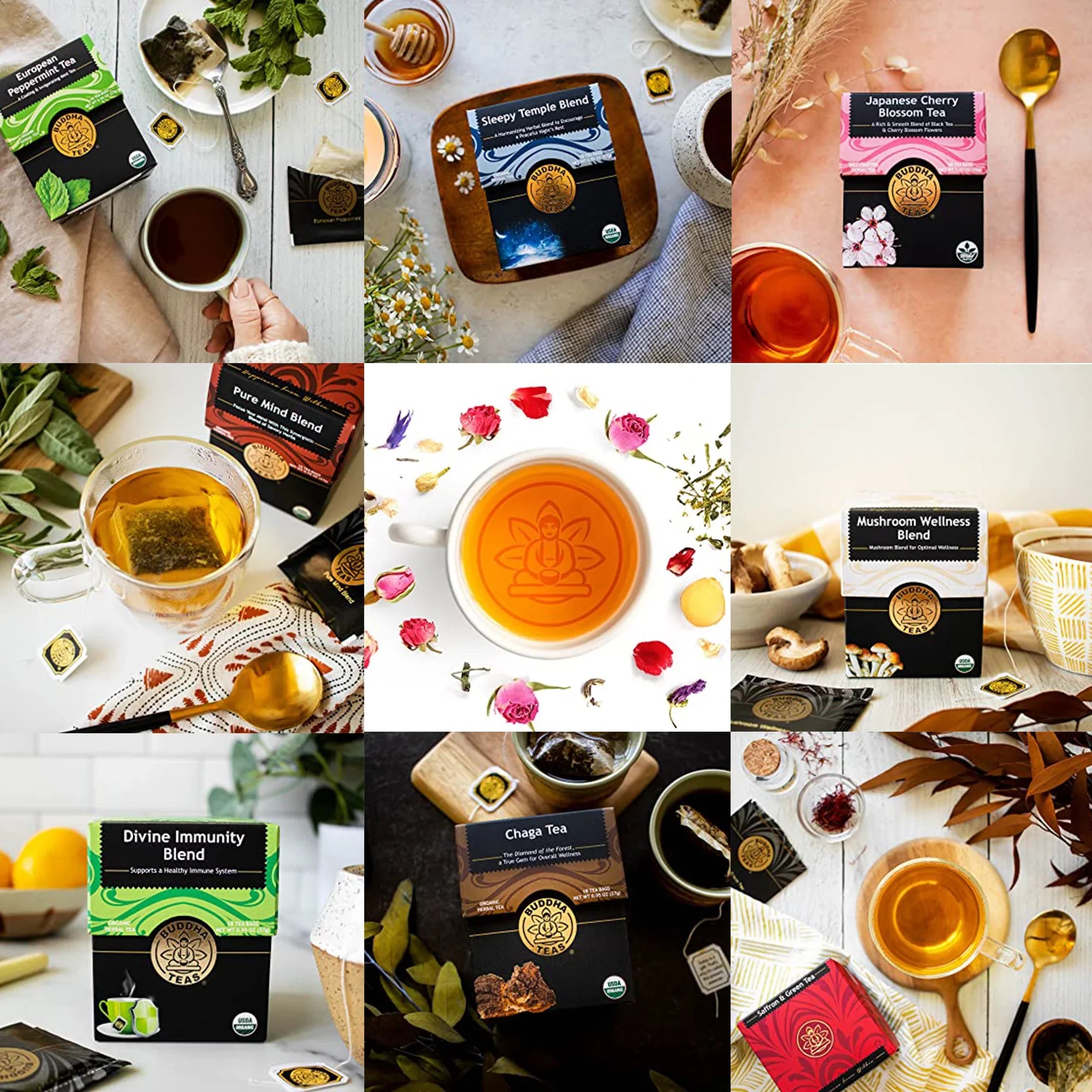 Detox Organic Antioxidant Boxes Herbal Tea 3 Teas Turmeric Bags Ginger Drink Buddha