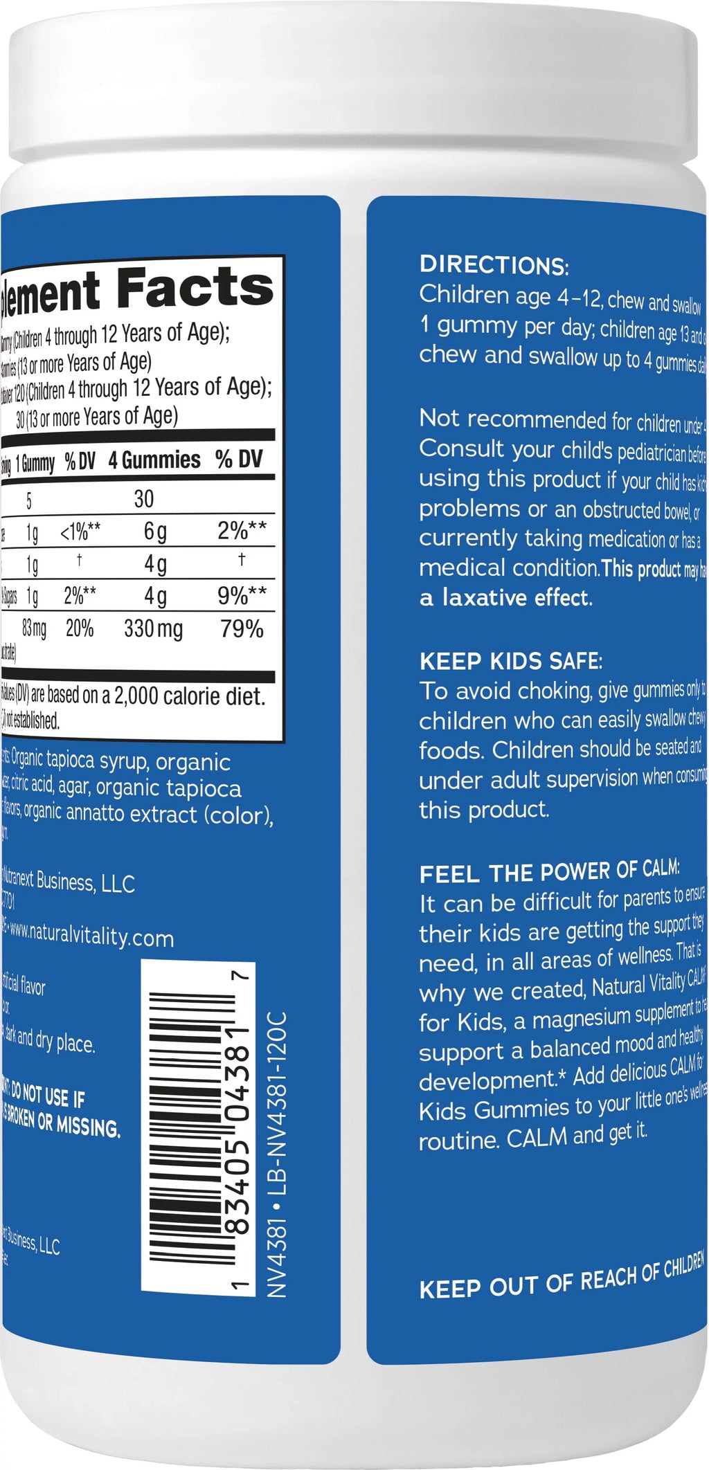 Sweet Kids Citrus, Magnesium Gummies, mg, Calm Count Natural 120 83 Vitality Supplement