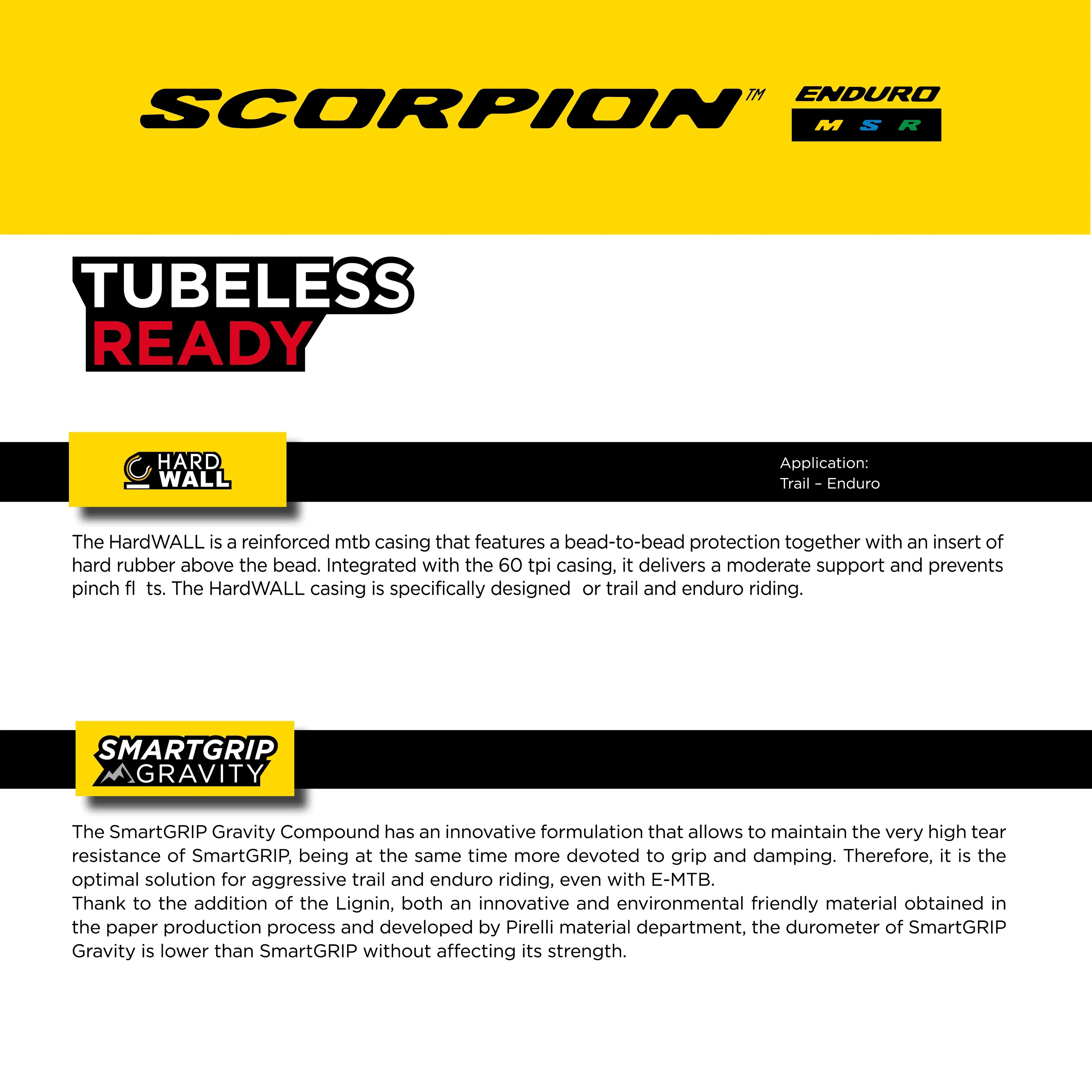 Enduro Tire Tubeless + Mountain 23/32-622 Ready Extreme HardWall x S Pirelli Clincher Enduro SmarTUBE TLR, Enduro Casing MTB Reliability and Unmatched Bicycle 2.6 Grip Scorpion Classic 29" Riding, for
