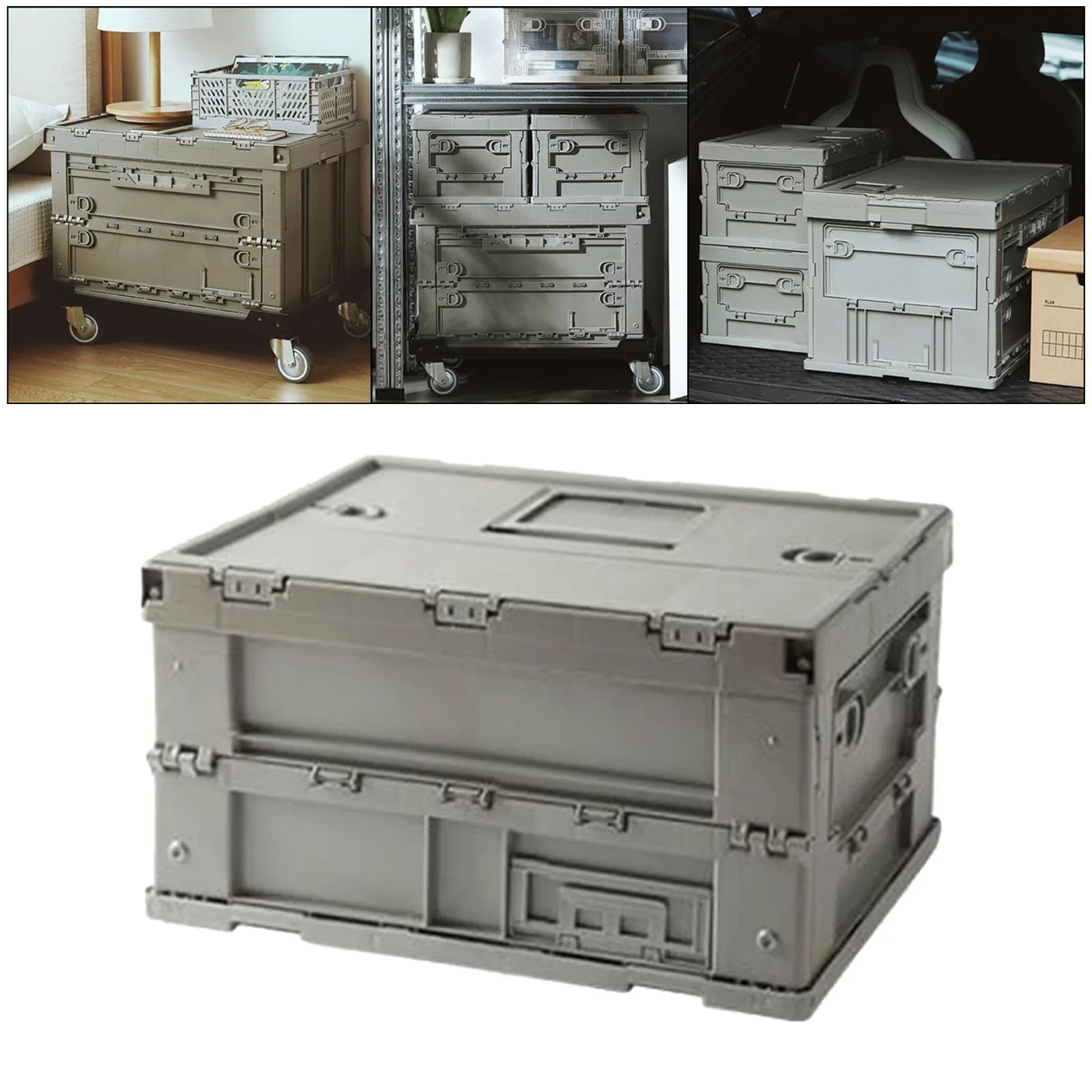 Storage Versatile Storage Containers Storage 41x29.5x22cm Box Trunk Gray Crate Collapsible Bins Organizers Green, Multifunctional