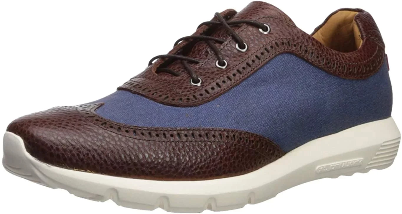 NEW YORK MARC Wingtip Jeans, Lightweight Extra Fashion JOSEPH Leather Technology Sneaker,Cognac/Pebble M 13 Men's