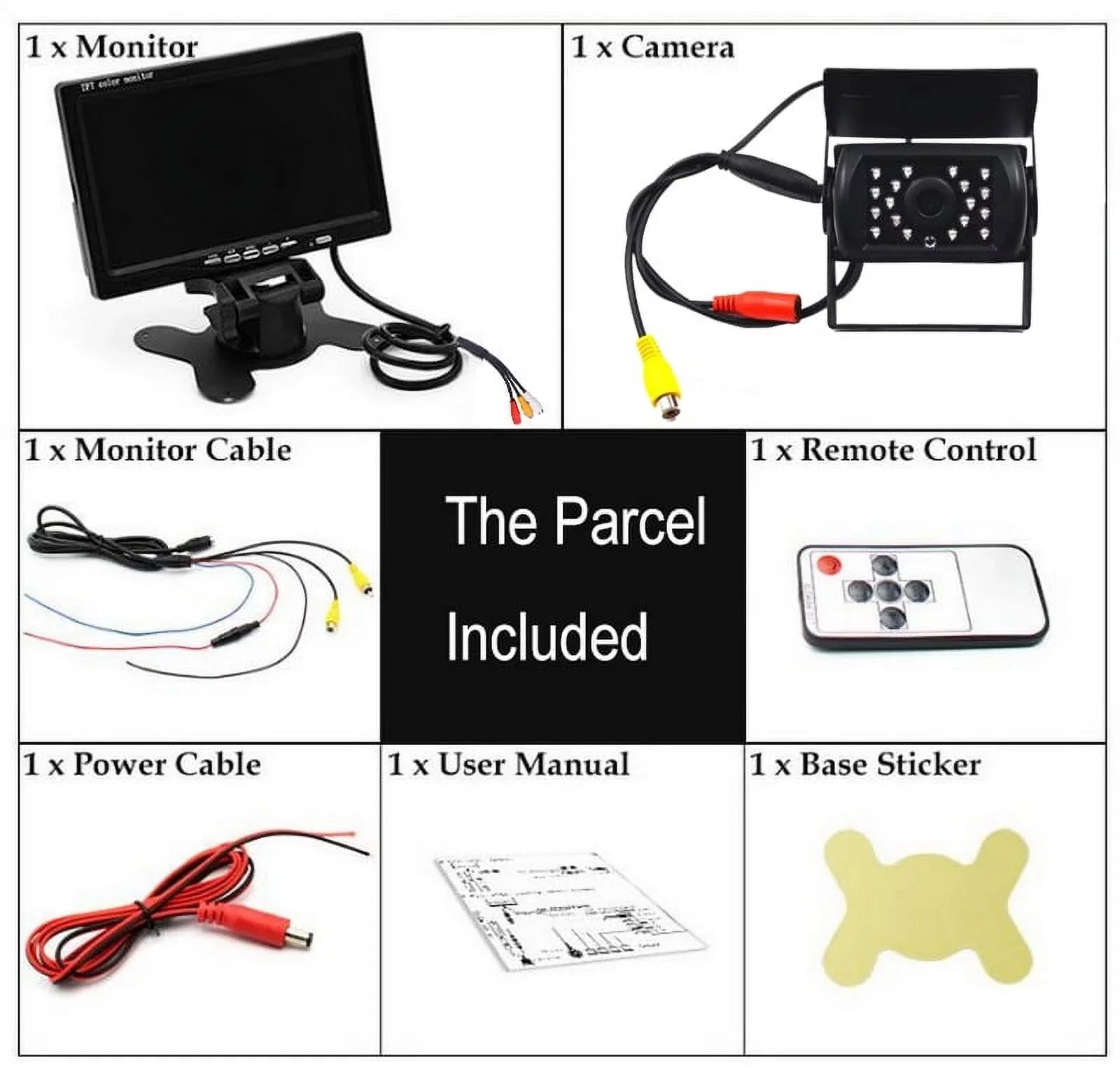 feet with Night RV Vision+32 Van cable IR 12V/24V Bus TFT parking camera Car Car for LCD Truck LED system 18 7inch Monitor reverse