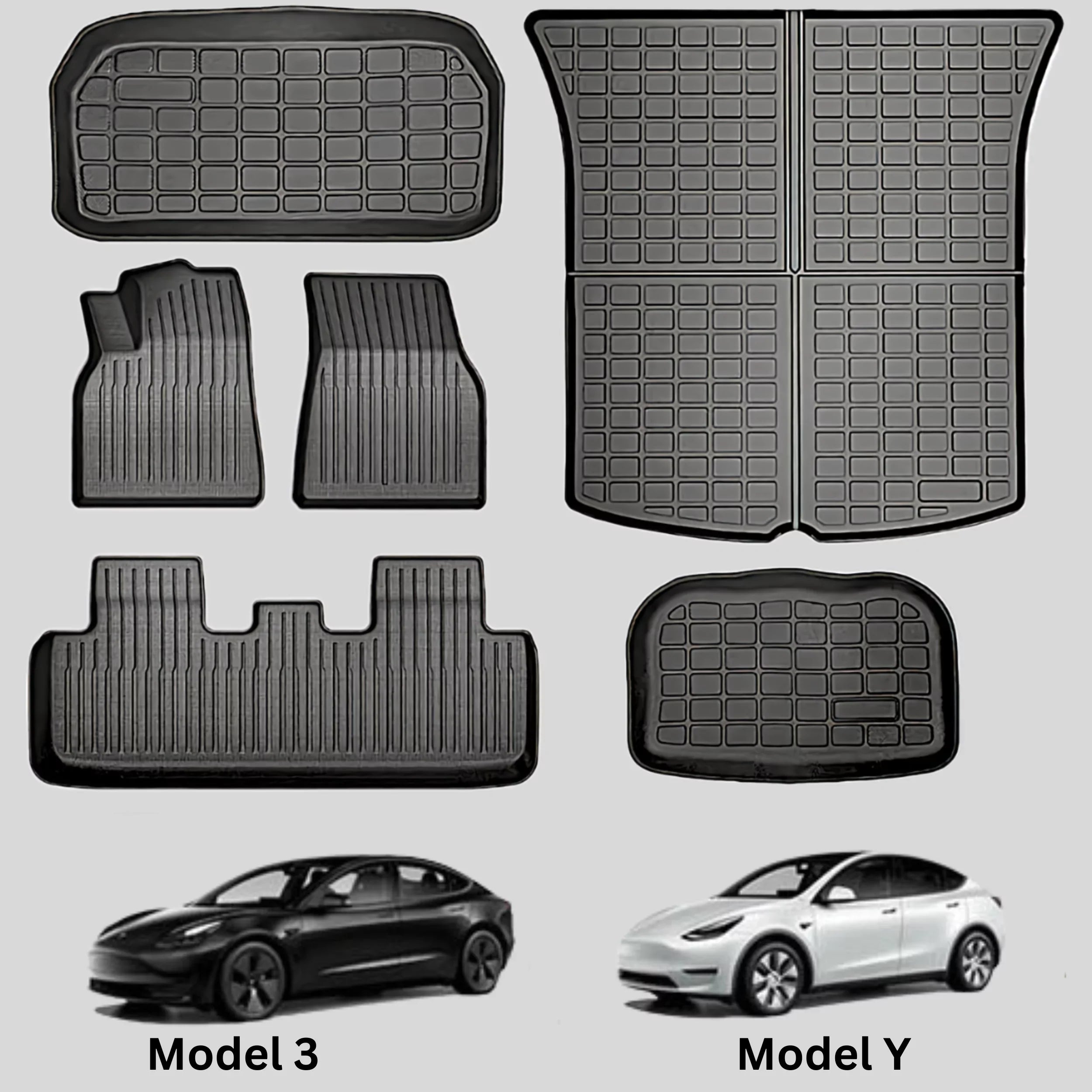 Car Mat Floor Cargo Trunk 3-5-Seater All climate 2020-2023 Accessories Liner 6-Piece Tesla Mat Model TPE for BunnyBird