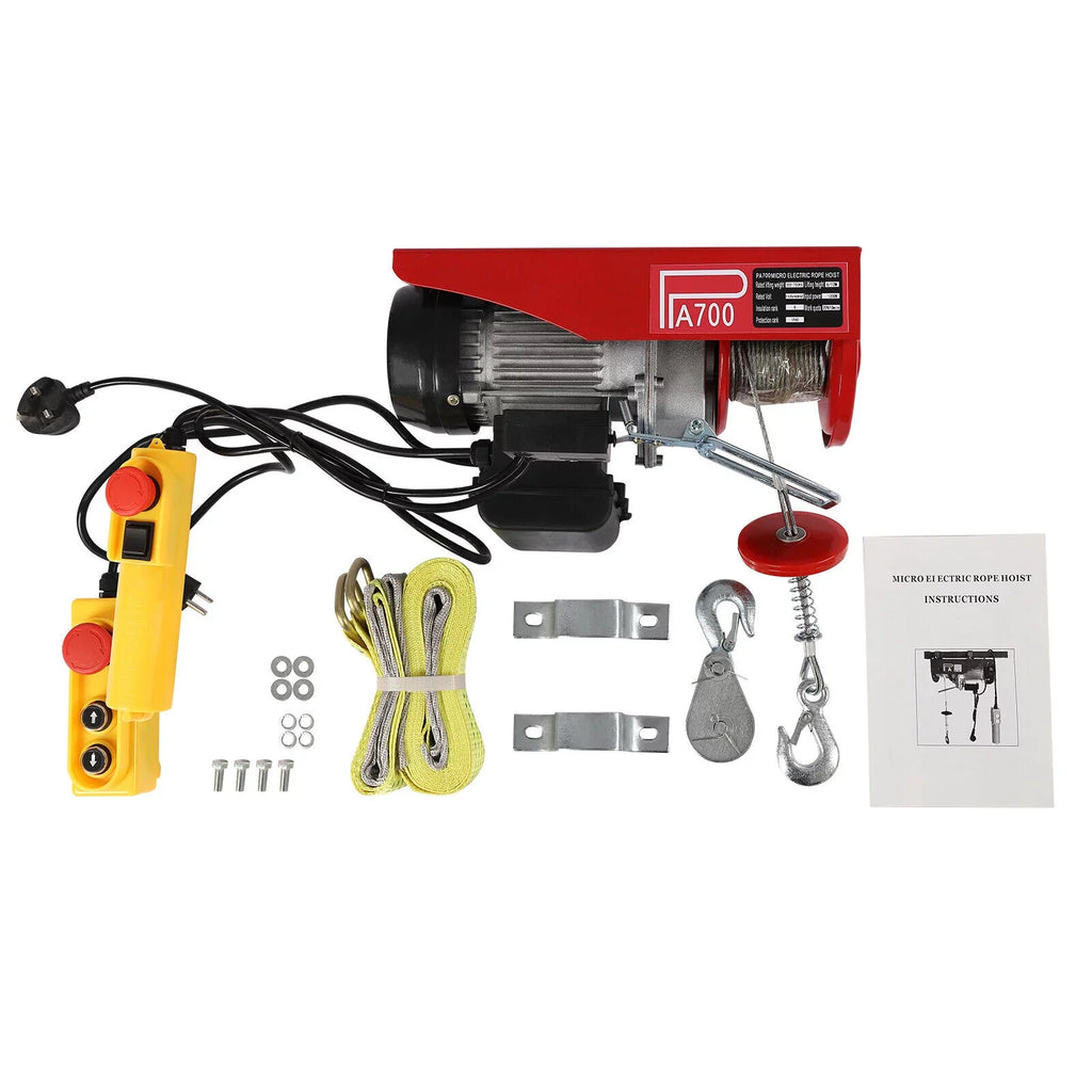 Winch Wire 110V Electric Hoist Portable Electric Winch 1543lbs Control Remote W/