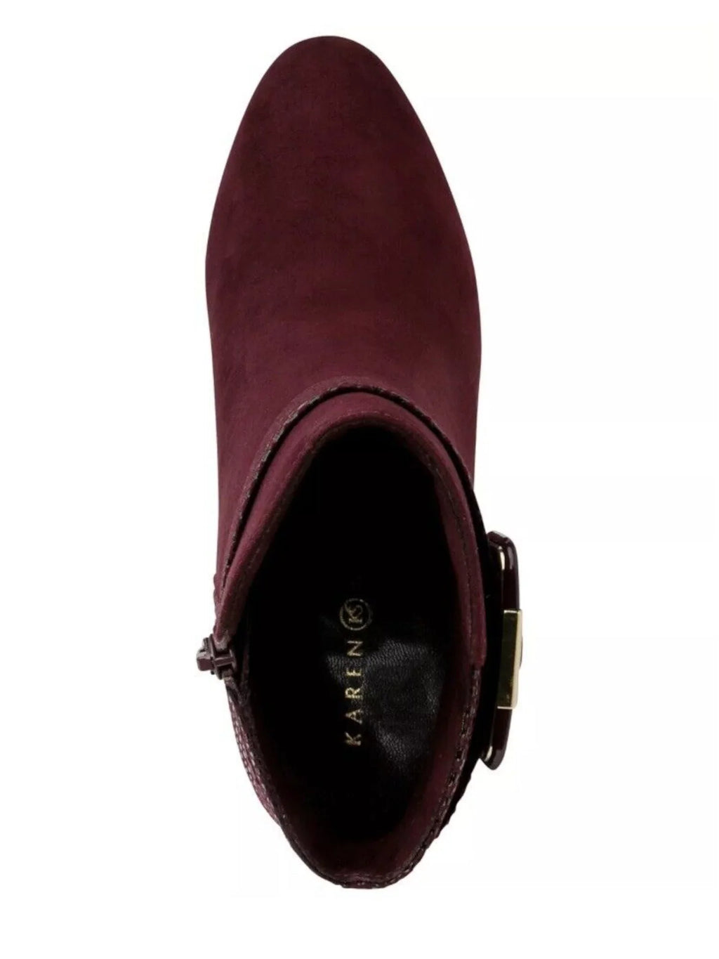 Padded Burgundy Booties Ivyy W Heel Zip-Up Toe Block 7 SCOTT Almond Media Buckle Accent KAREN Womens Mixed