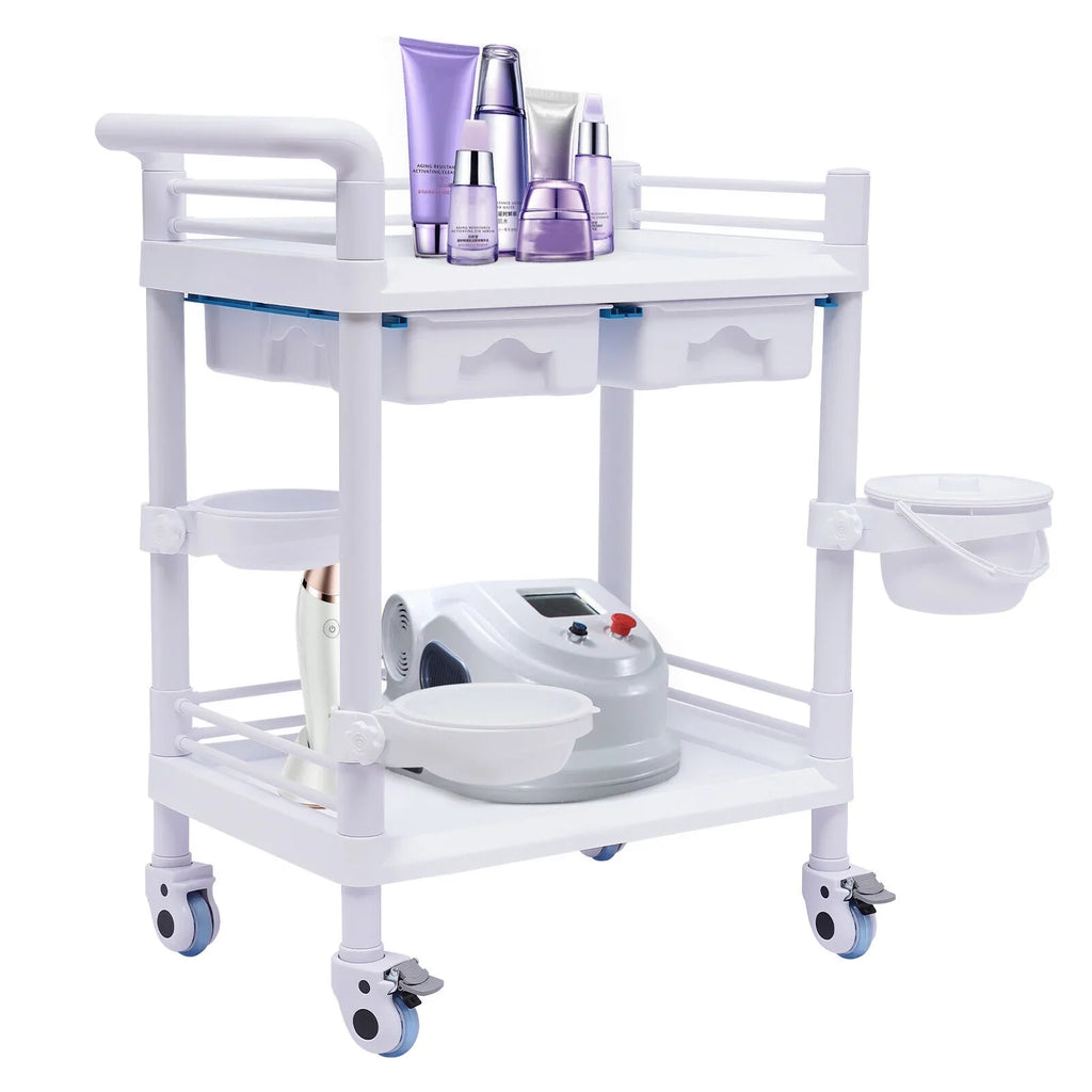 Hospital Spa Mobile Utility Clinic Rolling Salon 360°Rotate Beauty Spacious Salon Tier Cart Rolling Dental Trolley Trolley Beauty Cart, with Beauty Wheels for Trolley Spa 2