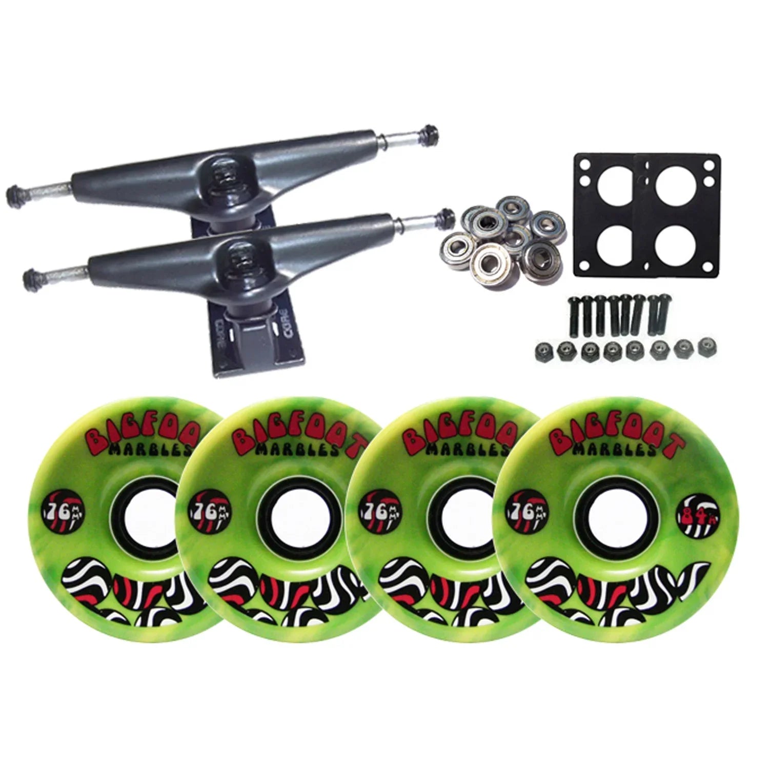 Skateboard SWIRL GREEN BIGFOOT WHEELS TRUCKS LONGBOARD