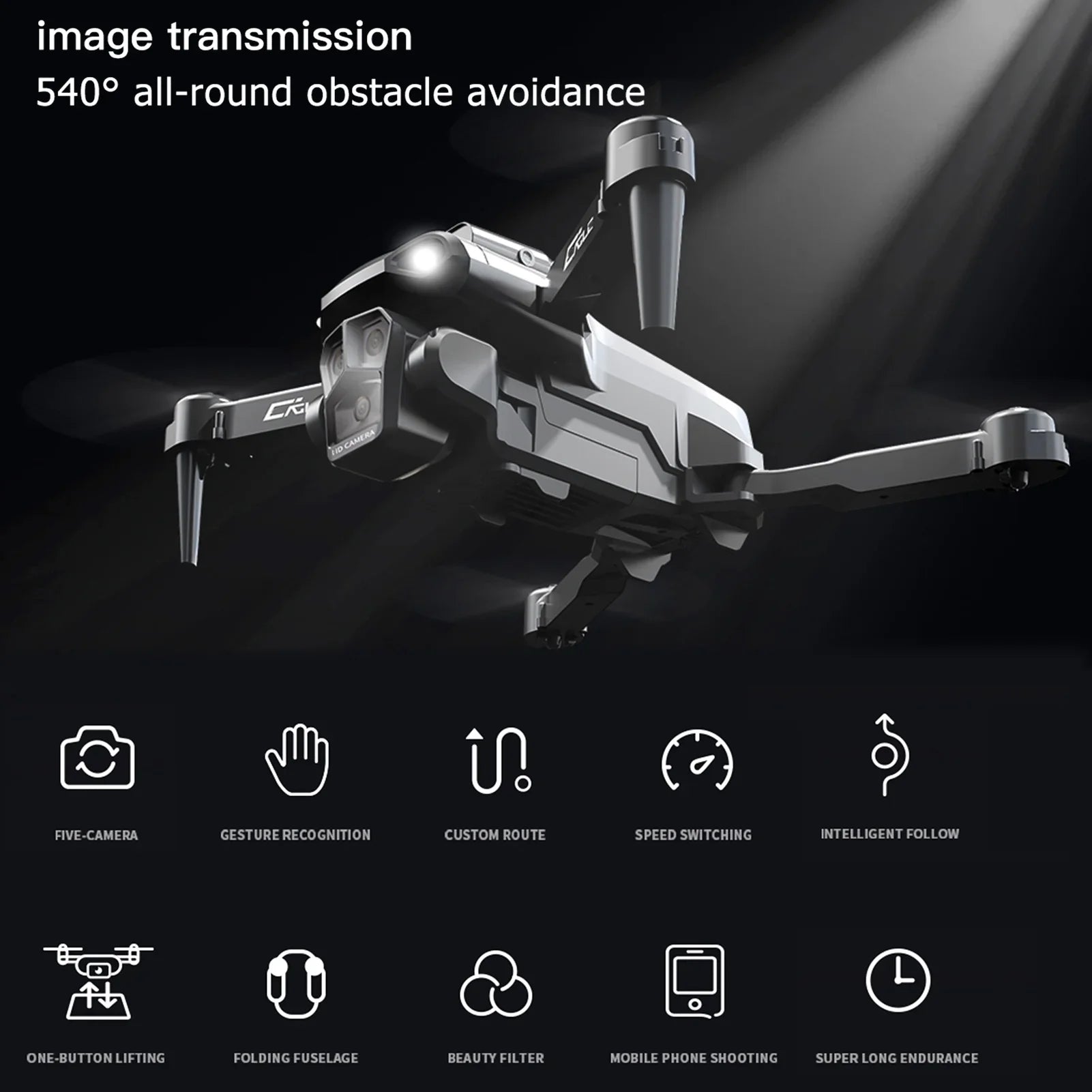 Flight 2 Storage Flight Package 4K Obstacle Remote Bottom with FPV Gesture Camera Dcenta 3 Photography Avoidance Front 5GWiFi Trajectory Follow Bag Camera Control Camera