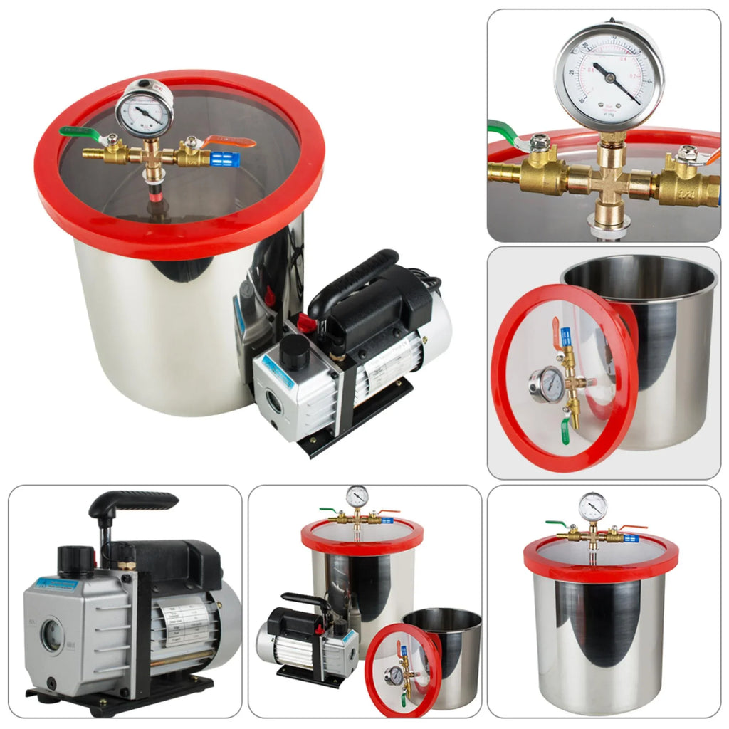 Stainless Pump Bubbles The Vacuum Powerful Silicone Gallon] Efficiently Degassing - Vacuum 3CFM Chamber [5 and Eliminate Ultimate Kit Air Steel Our with Machine